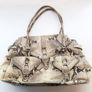 COLE HAAN LEATHER TRINITY PYTHON PRINT BAG